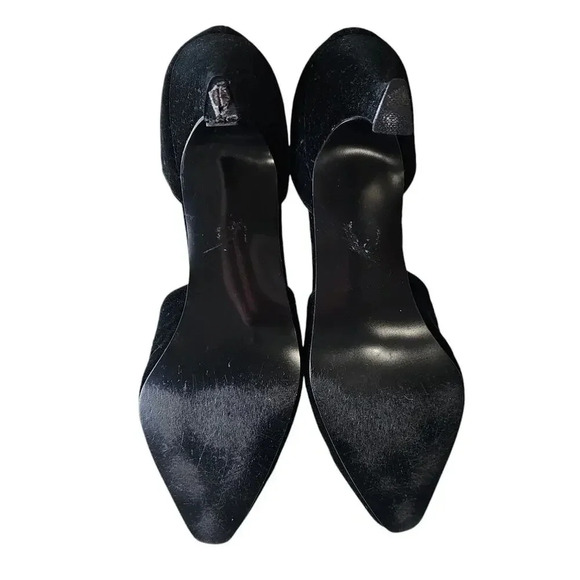 Style Ellemenno Velvet Ankle Chain Heels Black Size 9 - Picture 7 of 8